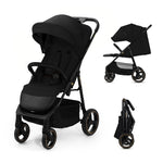 Kinderkraft TRIG 3 Kinderwagen, Kinderbuggy, Liegewagen, Sportwagen, Buggy, Zusammenklappen, Breite und tiefe Sitz, mit Liegeposition, 4 Rad Dämpfung, Große Dach, 5-Punkt-Gurt, bis zu 25 kg, Beige