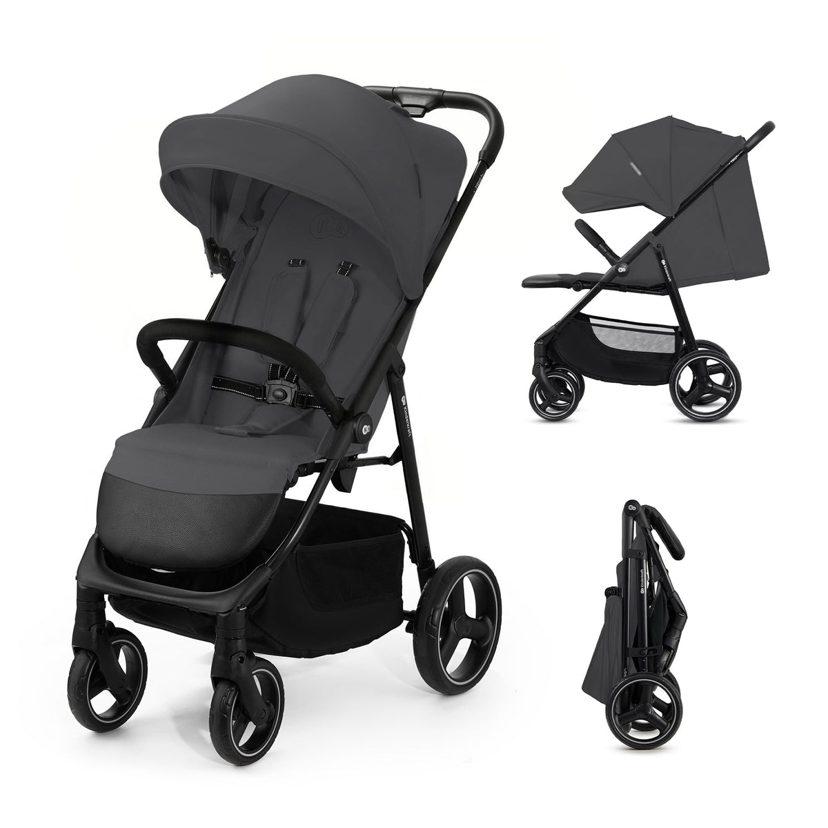 Kinderkraft TRIG 3 Kinderwagen, Kinderbuggy, Liegewagen, Sportwagen, Buggy, Zusammenklappen, Breite und tiefe Sitz, mit Liegeposition, 4 Rad Dämpfung, Große Dach, 5-Punkt-Gurt, bis zu 25 kg, Beige