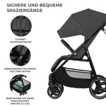 Kinderkraft TRIG 3 Kinderwagen, Kinderbuggy, Liegewagen, Sportwagen, Buggy, Zusammenklappen, Breite und tiefe Sitz, mit Liegeposition, 4 Rad Dämpfung, Große Dach, 5-Punkt-Gurt, bis zu 25 kg, Beige