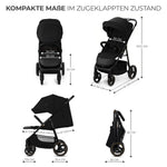 Kinderkraft TRIG 3 Kinderwagen, Kinderbuggy, Liegewagen, Sportwagen, Buggy, Zusammenklappen, Breite und tiefe Sitz, mit Liegeposition, 4 Rad Dämpfung, Große Dach, 5-Punkt-Gurt, bis zu 25 kg, Beige