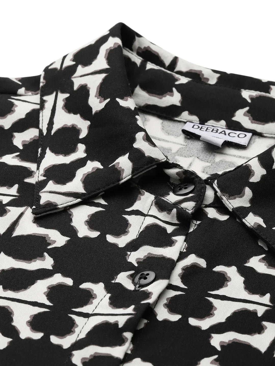 Black Geometric Printed Women Shirt Dress in Berlin