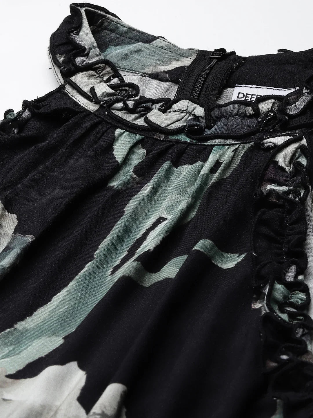 Black Abstract Printed Waist Cut Out Women Dress in Germany
