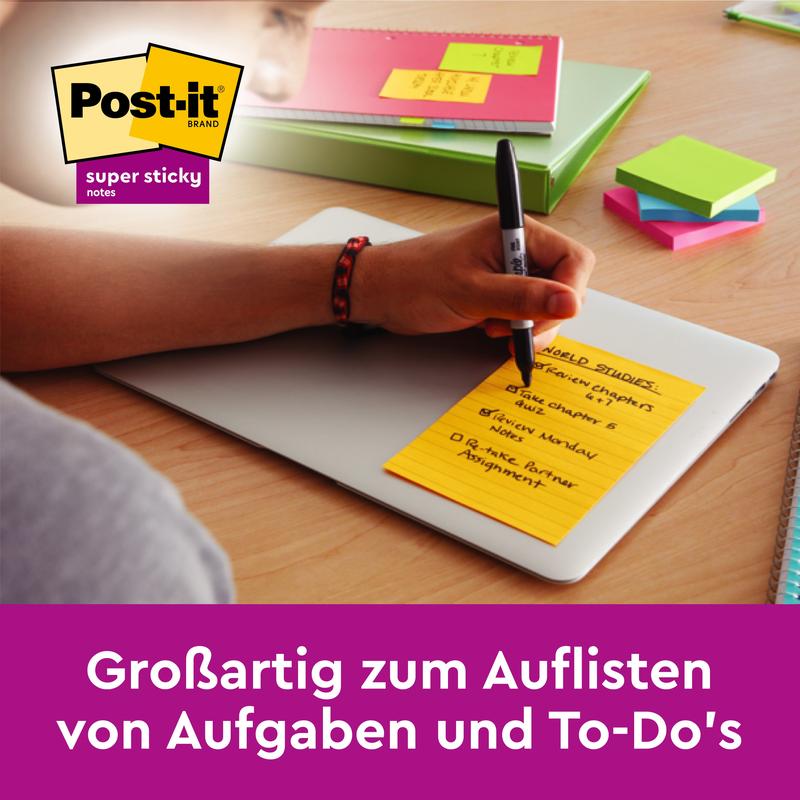 Post-it® Notes im Großformat, Gelb, Liniert, 101 mm x 101 mm, 300 Blatt/Block, 1 Block/Packung, 100% PEFC, SGSCH-PEFC-COC-110078 | Packung (1 Stück)