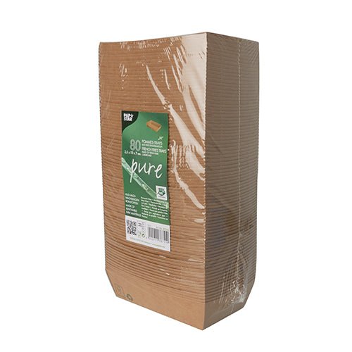PAPSTAR 80 Snacktrays, Pappe "pure" braun "100% Fair"