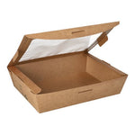 PAPSTAR 40 Feinkostboxen, Pappe mit Sichtfenster aus PLA "pure" eckig braun "100% Fair"