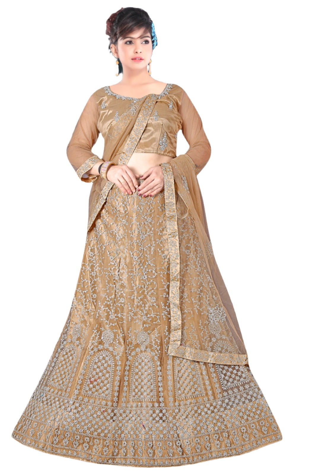 Complete Stitched Embroidered Lehenga Choli In Germany (Brown)/Bridal Lehenga In Munich
