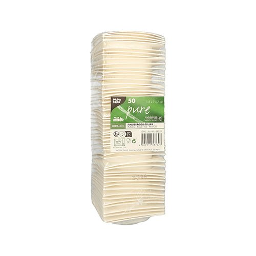 PAPSTAR 50 Fingerfood - Teller, Zuckerrohr "pure" weiss