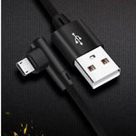 Micro USB Kabel 90° grad rechts gewinkelt Winkelstecker zu USB 2.0 Typ A 90° Grad rechts gewinkelt Datenkabel Ladekabel 20 cm in Schwarz | System-S