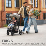Kinderkraft TRIG 3 Kinderwagen, Kinderbuggy, Liegewagen, Sportwagen, Buggy, Zusammenklappen, Breite und tiefe Sitz, mit Liegeposition, 4 Rad Dämpfung, Große Dach, 5-Punkt-Gurt, bis zu 25 kg, Beige