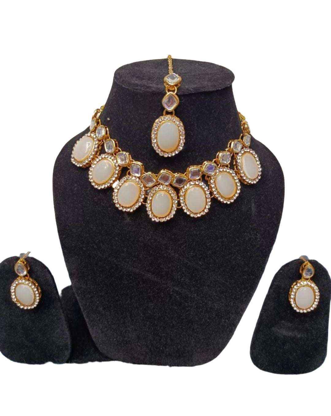 Gold Plated Pearl Kundan Beaded Chandbali Earrings for Women