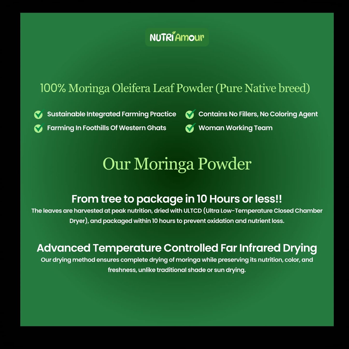 Polvo Orgánico de Moringa India Nutriamour 250g