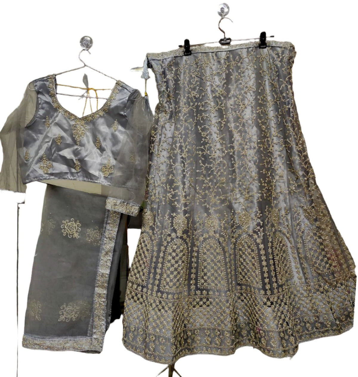 Complete Stitched Embroidered Lehenga Choli In Germany (Grey)/Bridal Lehenga In Hamburg