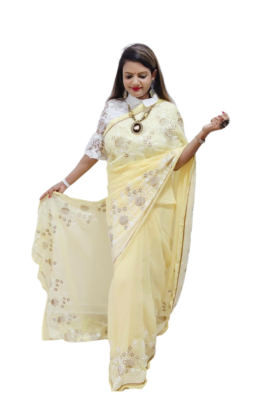 Georgette Embroidery Saree In Germany