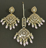 Mirror Kundan Earrings With Maang Tikka