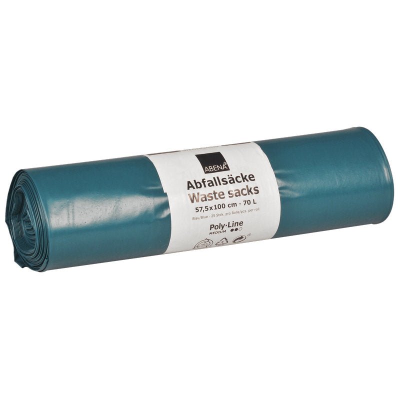 Abfallsäcke 70 L, 575x1000 mm, 48 my LDPE, Blau | Rolle (25 Beutel)