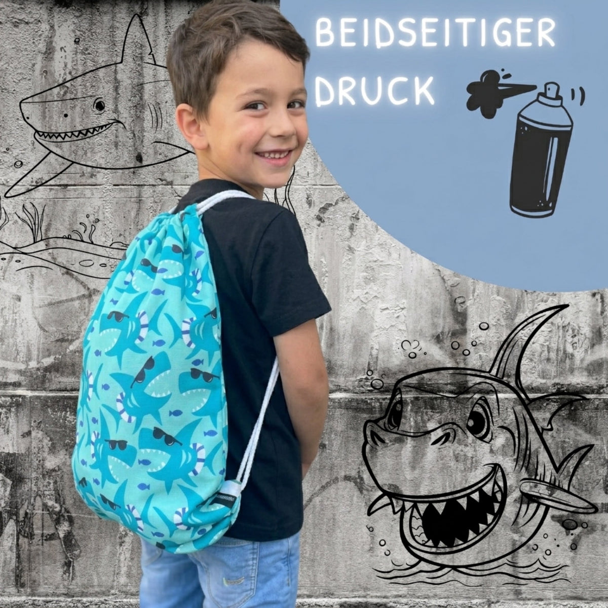 Kinder Turnbeutel Hai