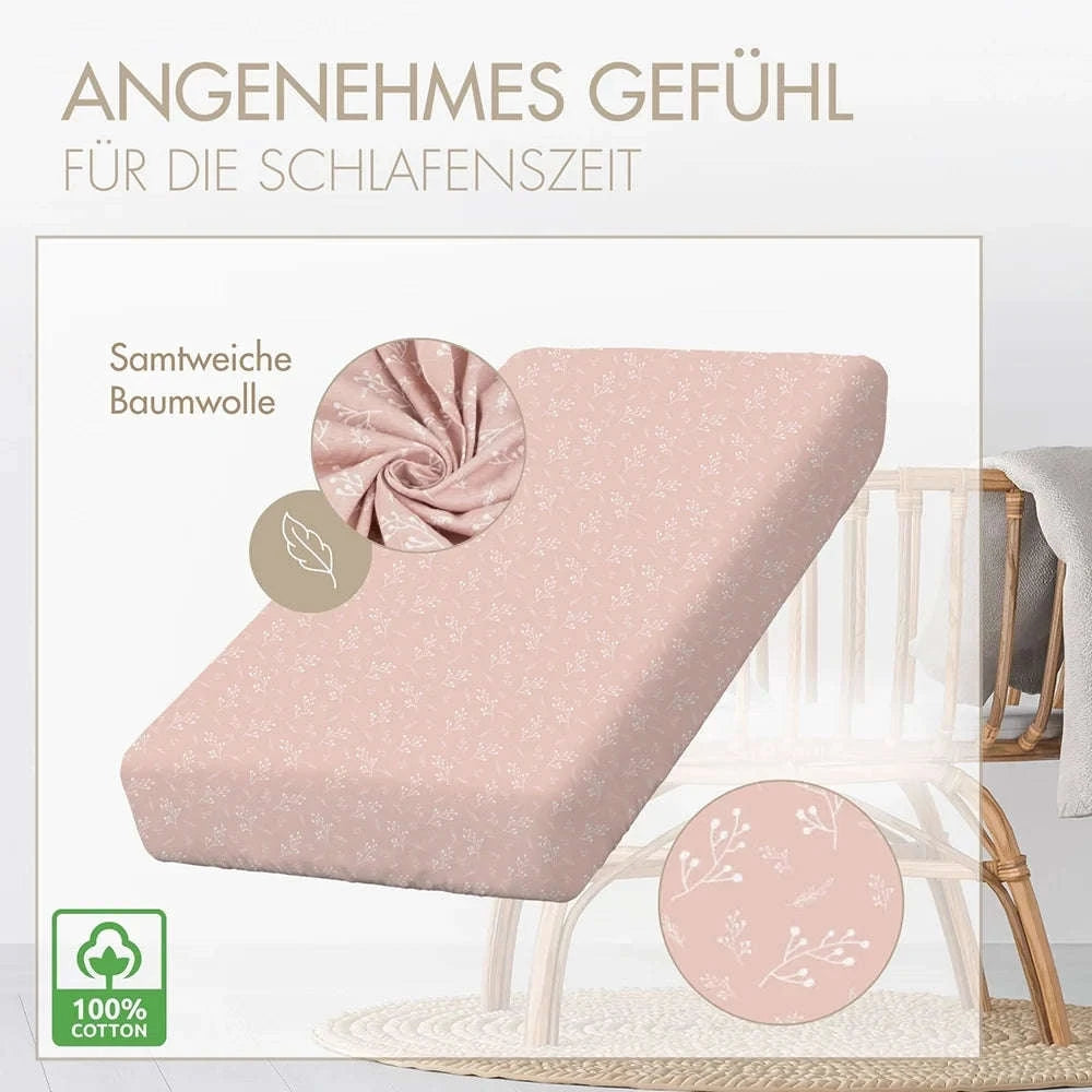 Kinder-Spannbettlaken 140x70 cm – „Rose Blüte“ Namma Markt