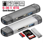 DREIKS 6-in-1 Kartenleser USB 3.0 Speicherkartenleser Typ-C Micro USB SD TF OTG Grau