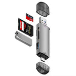 DREIKS 6-in-1 Kartenleser USB 3.0 Speicherkartenleser Typ-C Micro USB SD TF OTG Grau