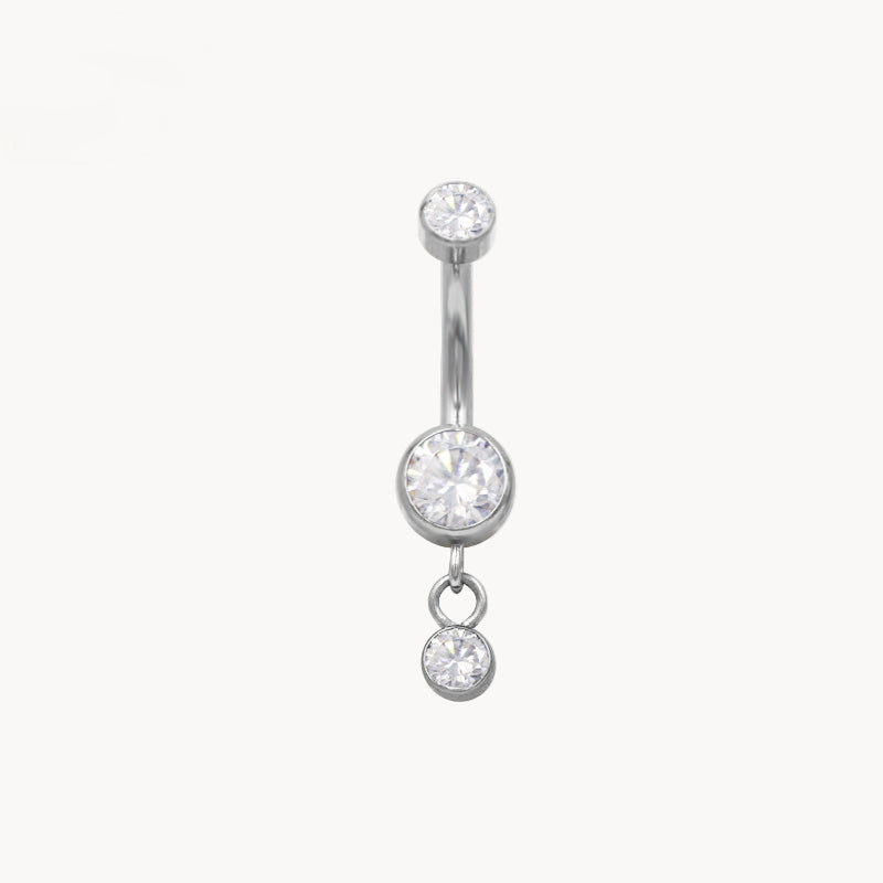 Doppelkristall klein Bauchnabelpiercing aus Titan