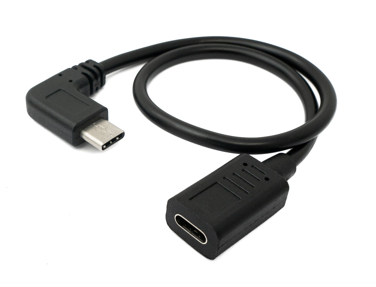 USB 3.1 Kabel 30 cm Typ C Stecker zu Buchse Winkel Adapter in Schwarz | System-S