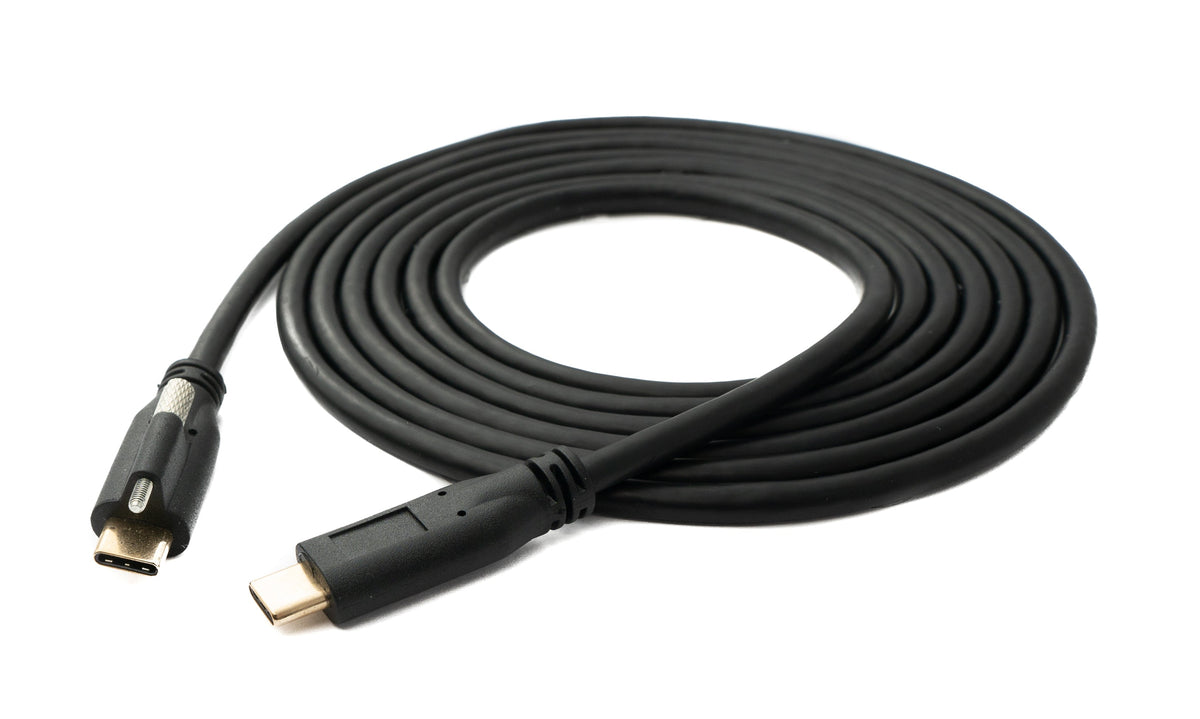USB 3.1 Gen 2 100W Kabel 2 m Typ C Stecker zu Stecker Schraube in Schwarz | System-S