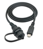 USB 3.1 Kabel 100 cm Typ C Stecker zu Buchse Bulkhead wasserfest Schwarz | System-S