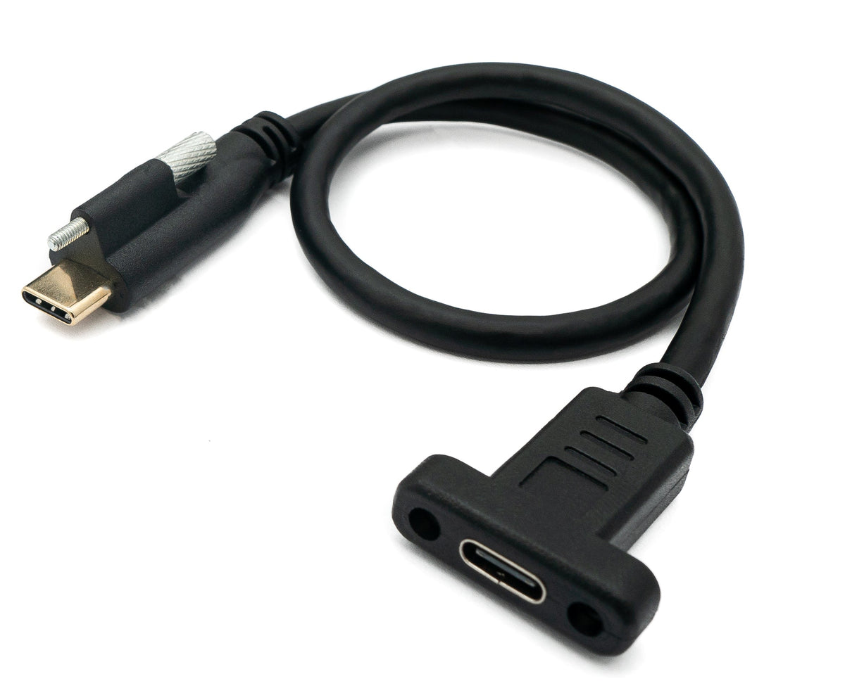 USB 3.1 Kabel 30 cm Typ C Stecker zu Buchse Schraube Adapter in Schwarz | System-S