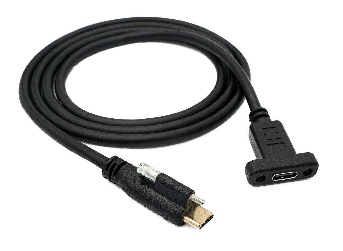 USB 3.1 Kabel 100 cm Typ C Stecker zu Buchse Schraube in Schwarz | System-S