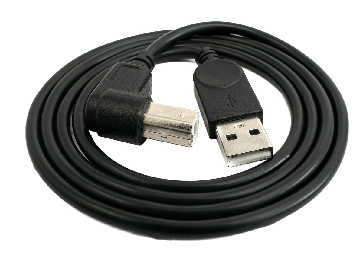 USB 2.0 Kabel 100 cm Typ B Stecker zu A Stecker Winkel in Schwarz | System-S