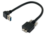 USB 3.0 Kabel 30 cm Micro B Stecker zu A Stecker Schraube Winkel Schwarz | System-S