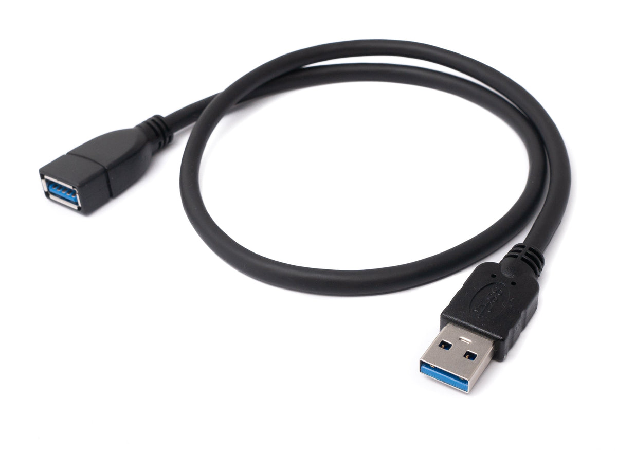 USB 3.0 Kabel 50 cm Typ A Stecker zu Buchse in Schwarz | System-S