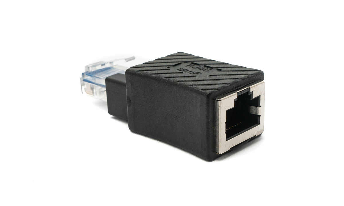 LAN Adapter RJ45 Buchse zu Stecker Ethernetadapter Kabel in Schwarz | System-S