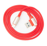 USB 3.1 Kabel 100cm Typ C Stecker zu 3.0 Typ A Stecker geflochten Winkel in Rot | System-S