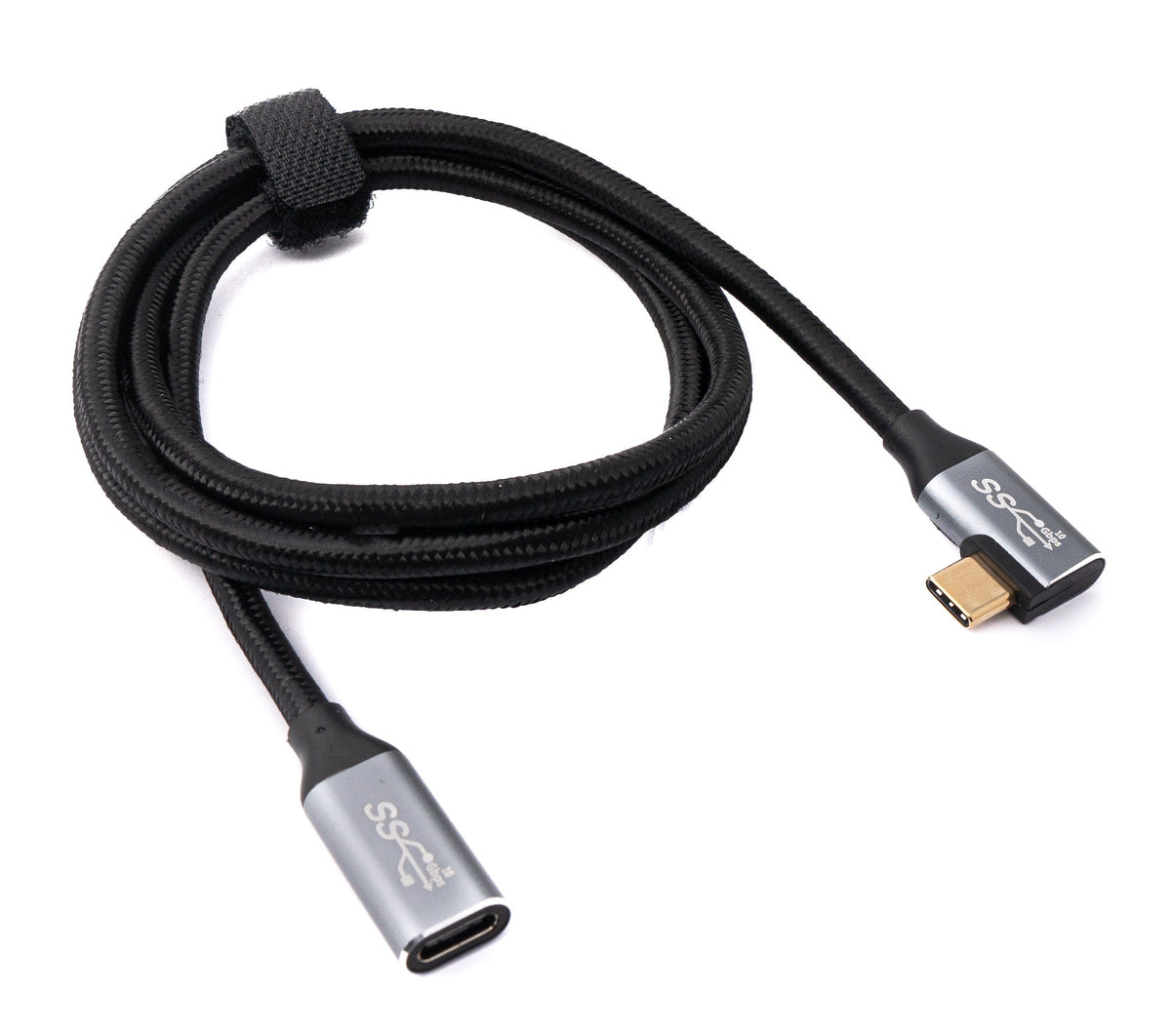 USB 3.1 Gen 2 Kabel 100 cm Typ C Stecker zu Buchse geflochten Winkel | System-S
