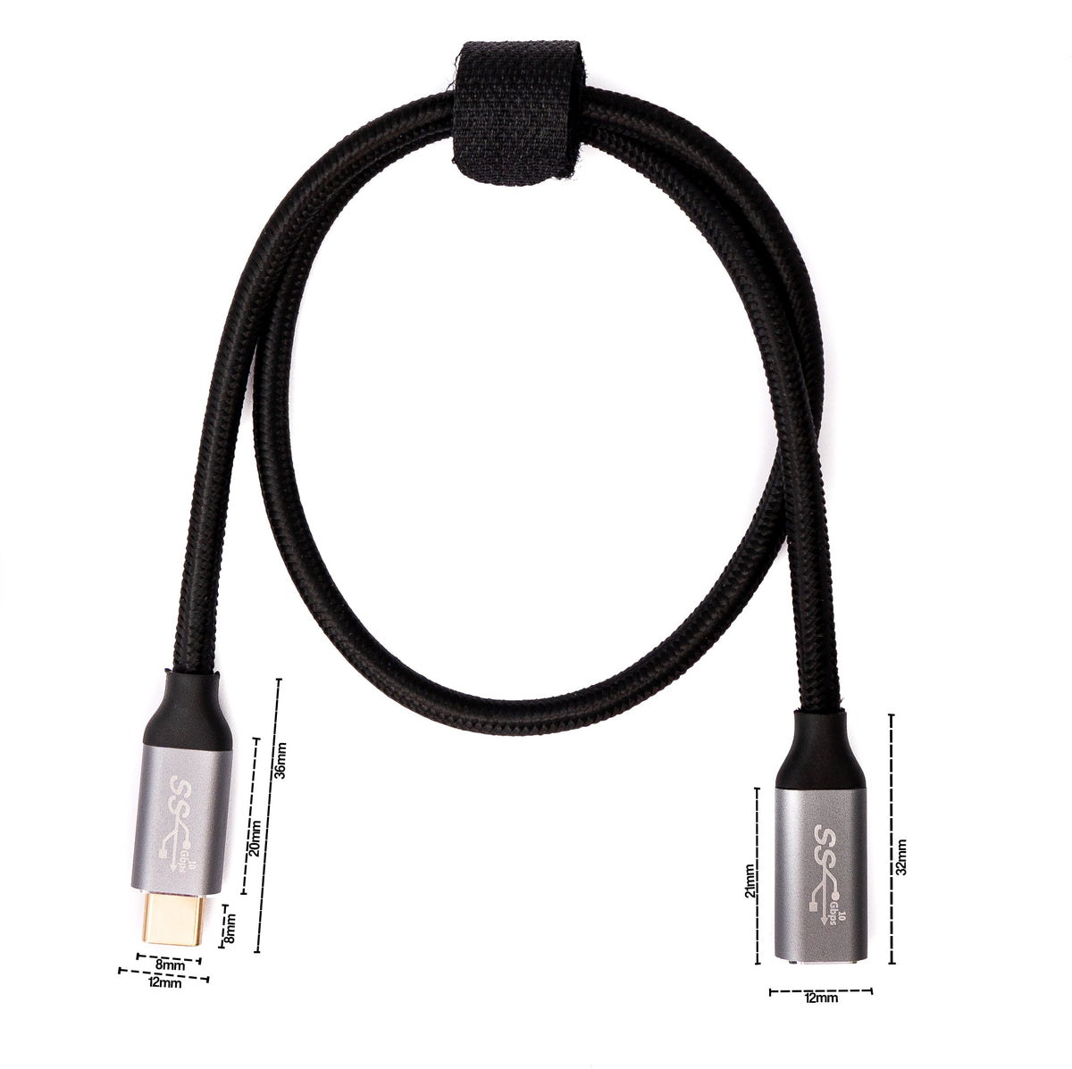 USB 3.1 Gen 2 Kabel 100W 50 cm Typ C Stecker zu Buchse in Schwarz | System-S