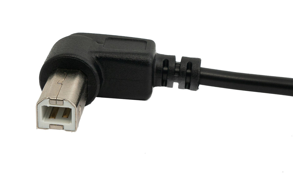 USB 2.0 Kabel 100 cm Typ B Stecker zu A Stecker Winkel in Schwarz | System-S