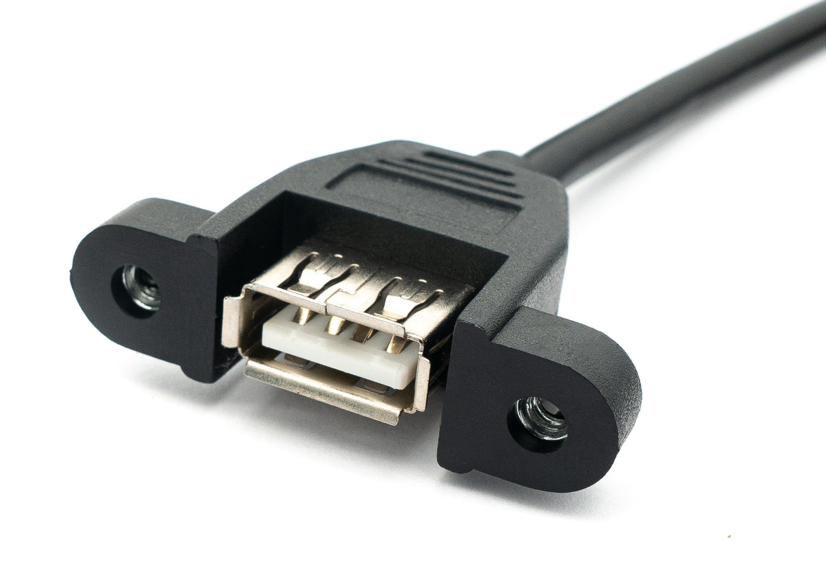 USB 2.0 Kabel 2 m Typ A Stecker zu Buchse Schraube in Schwarz | System-S