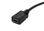 USB 2.0 Kabel 120 cm Micro B Stecker zu Mini B Buchse Spirale in Schwarz | System-S
