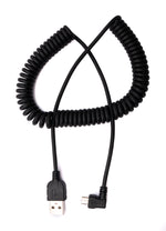 USB 2.0 Kabel 200 cm Typ A Stecker zu Micro B Stecker Spirale Winkel in Schwarz | System-S