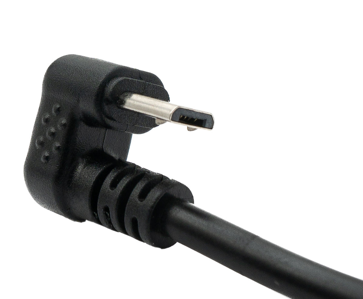 USB 2.0 Kabel 30 cm Micro B Stecker zu Typ A Stecker 180° Winkel Schwarz | System-S