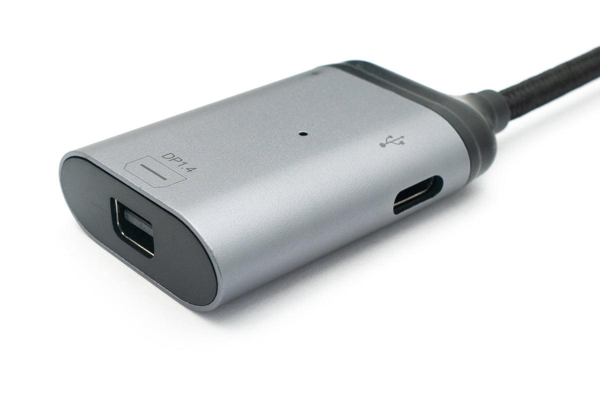 3in1 Adapter Mini DP 1.4 Buchse & 2x USB 3.1 Typ C Buchse zu Typ C Stecker Grau | System-S
