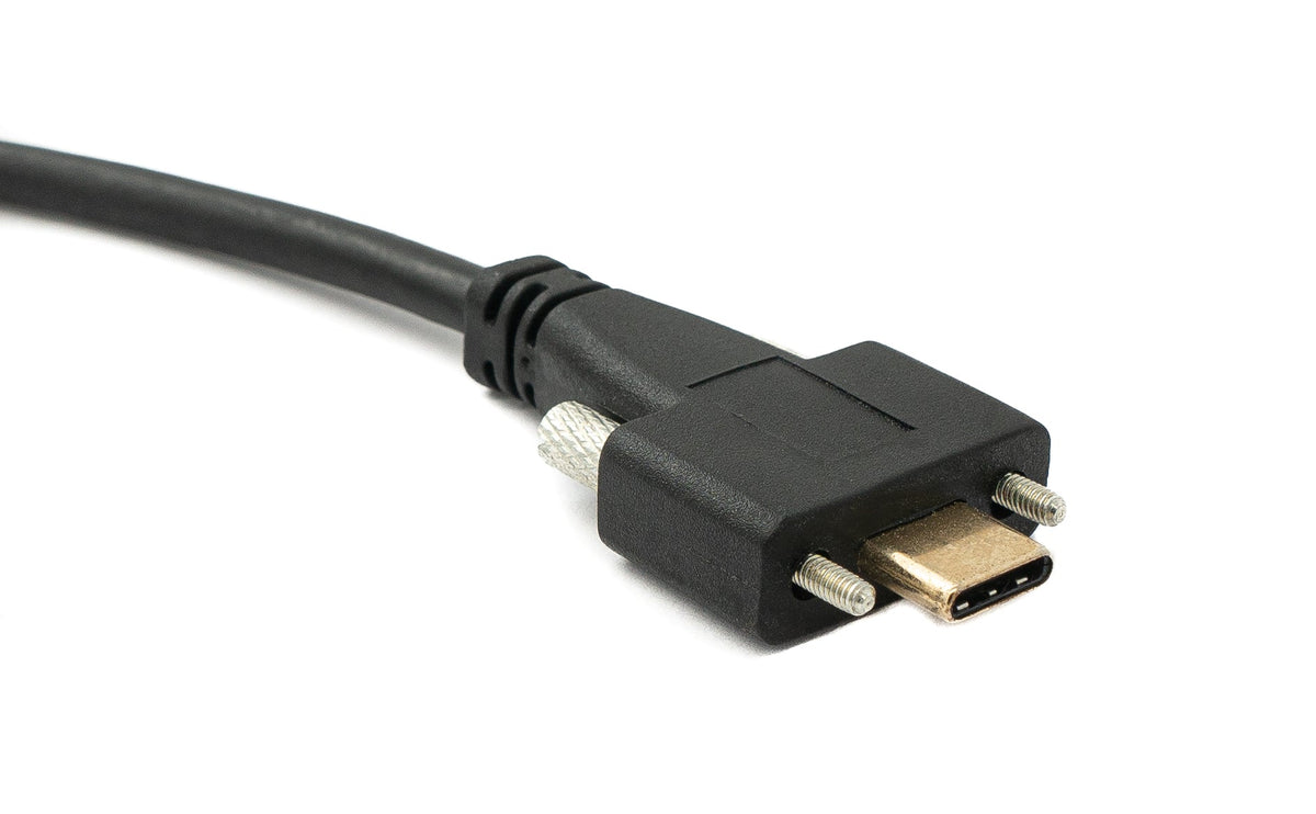 USB 3.1 Kabel 30 cm Typ C Stecker zu Buchse Schraube Adapter in Schwarz | System-S