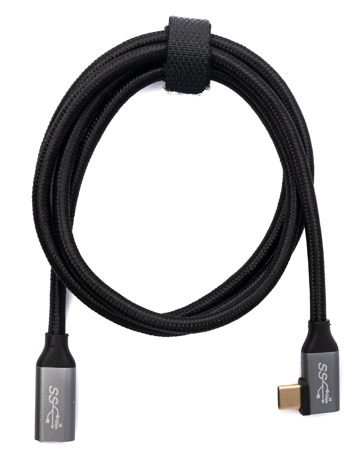 USB 3.1 Gen 2 Kabel 100 cm Typ C Stecker zu Buchse geflochten Winkel | System-S
