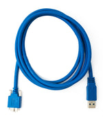 USB 3.0 Kabel 180 cm Micro B Stecker zu Typ A Stecker Schraube in Blau | System-S