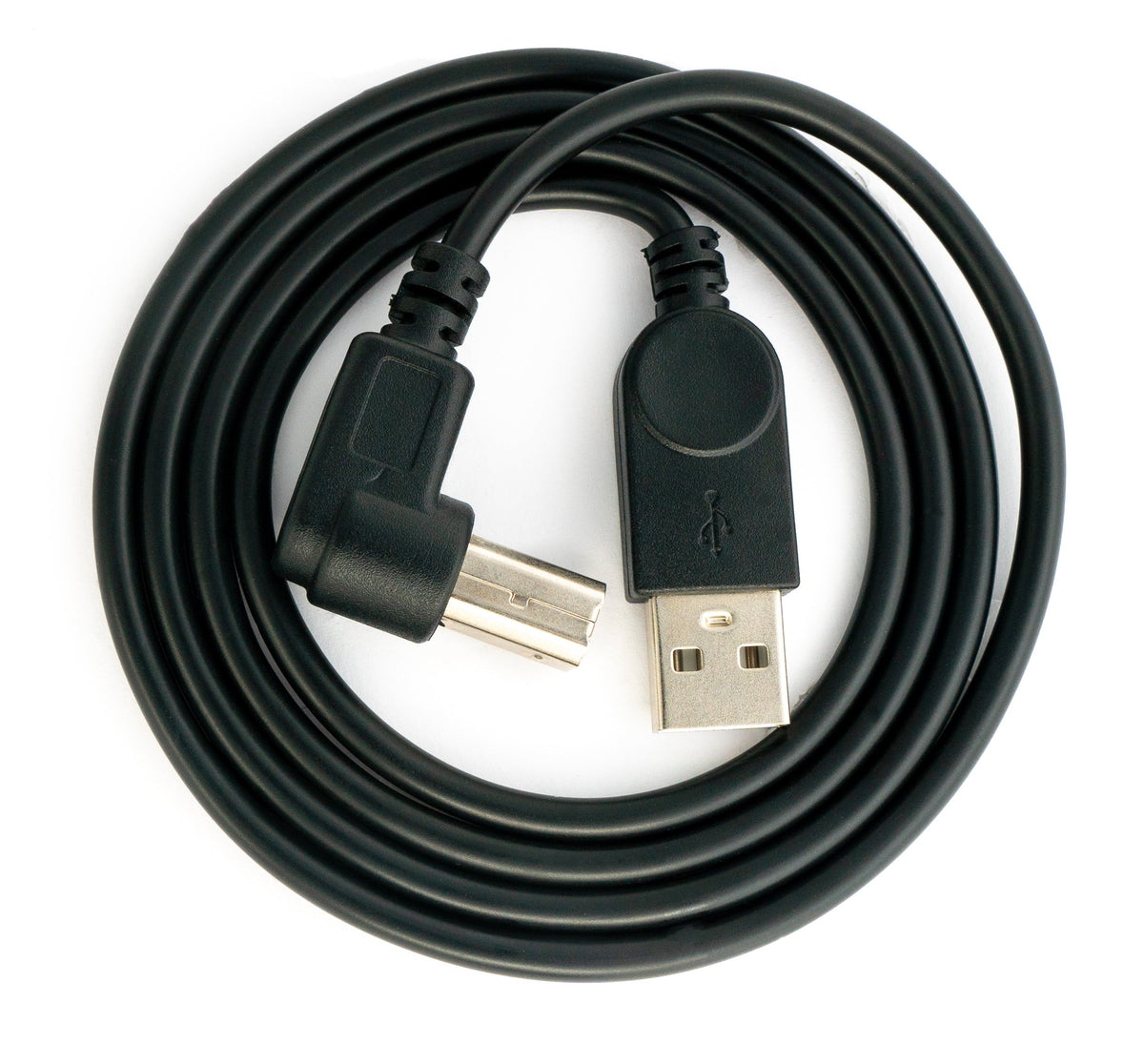 USB 2.0 Kabel 100 cm Typ B Stecker zu A Stecker Winkel in Schwarz | System-S