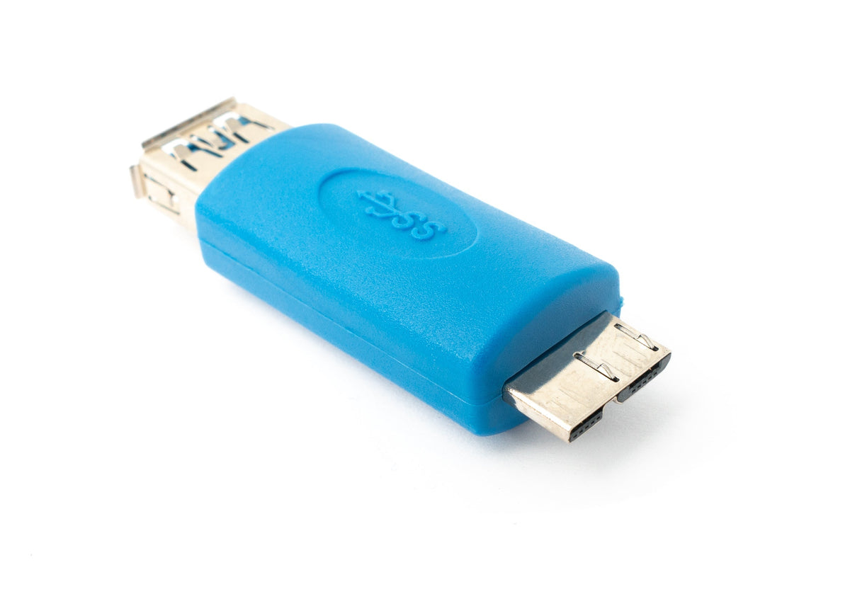 USB 3.0 Adapter Micro B Stecker zu Typ A Buchse Kabel in Blau | System-S