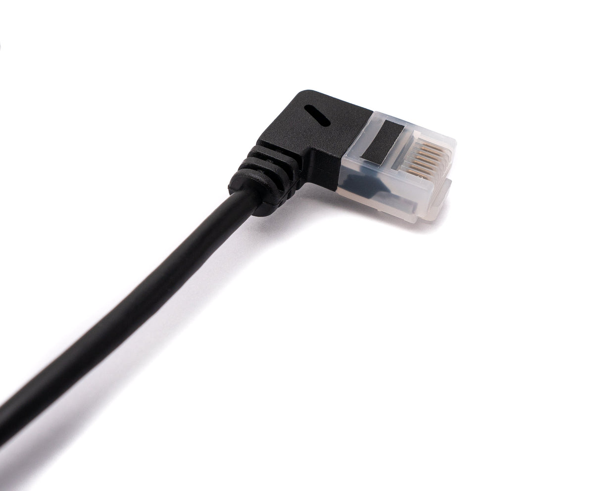 LAN Kabel 25 cm RJ45 8P8C STP Cat6 Stecker zu Stecker Winkel Schwarz | System-S