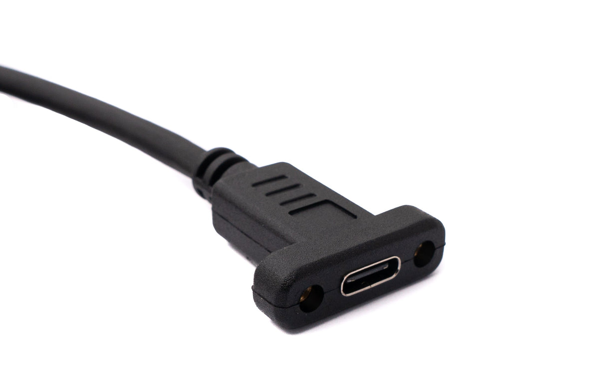 USB 3.1 Kabel 100 cm Typ C Stecker zu Buchse Schraube Winkel in Schwarz | System-S