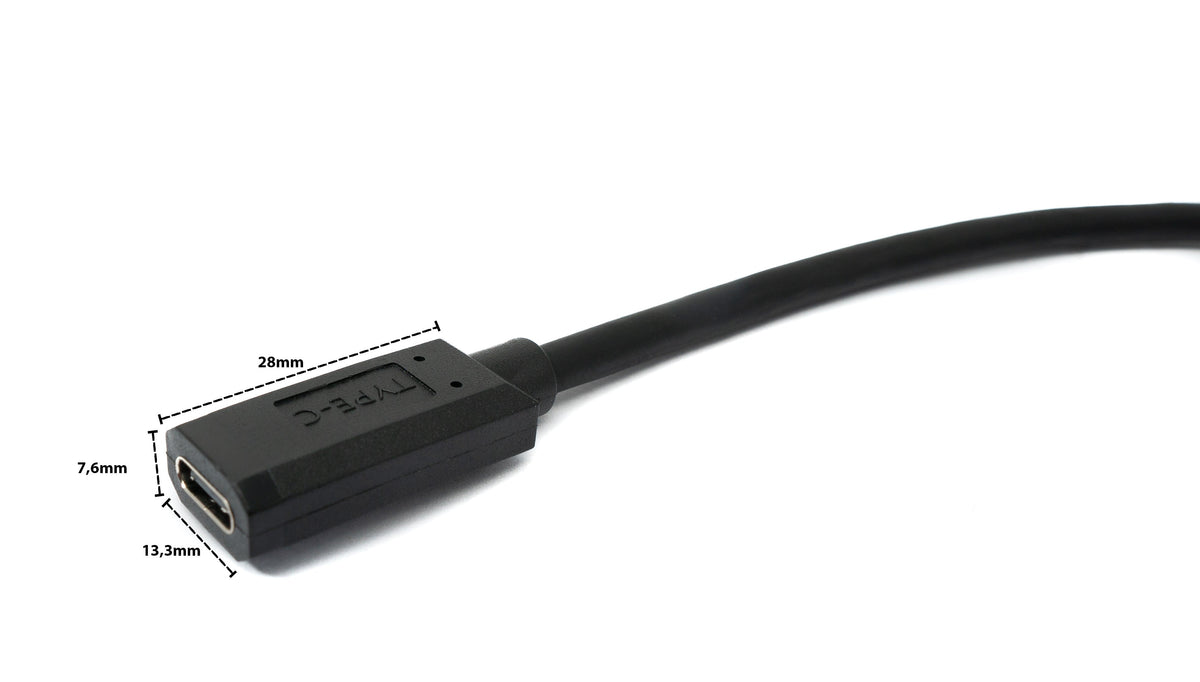 USB 3.1 Gen 2 Kabel 60 cm Typ C Stecker zu Buchse Winkel in Schwarz | System-S